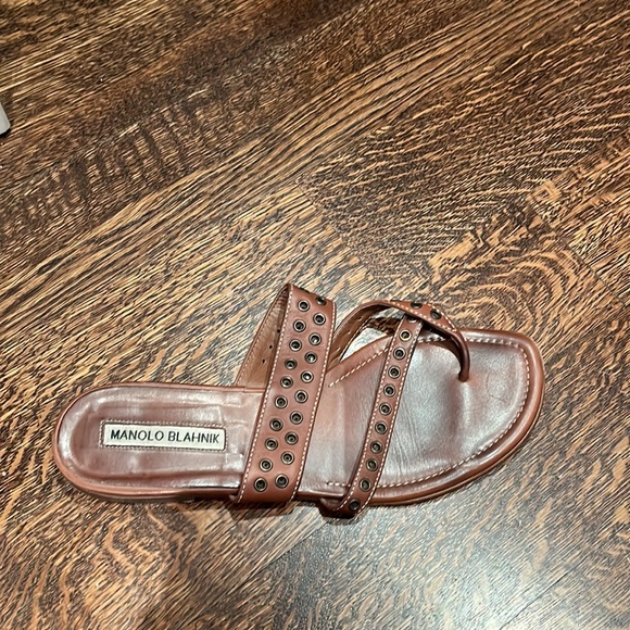 Manolo Blahnik brown leather sandals - Picture 3 of 6